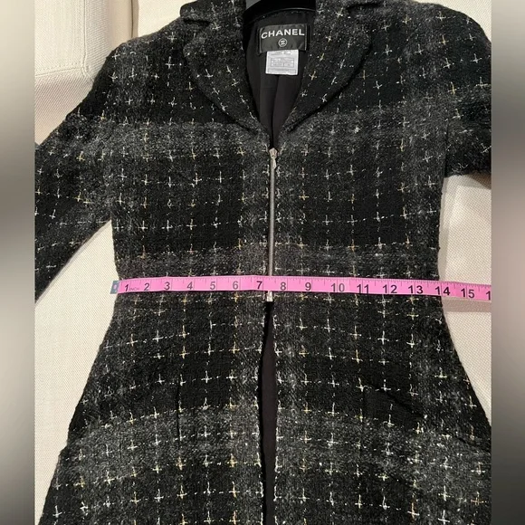 ChanelBlack Charcoal and Metallic Coat, Size 36 (XS)